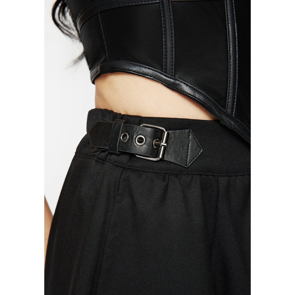 Disturbia Nightingale Buckled Midi Skirt Black Size 20 New With Tags - Picture 3 of 6